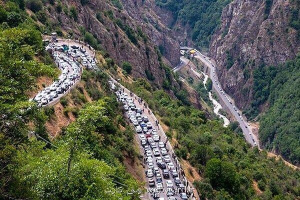 ترافیک سنگین در محور چالوس و آزاد راه تهران- شمال